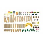 Set trenulet My First Wooden Train Set cu 80 piese din lemn